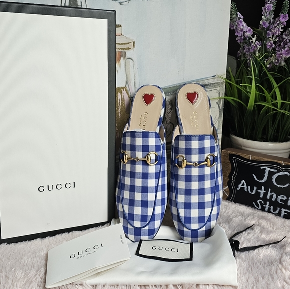 COPY - Gucci Malaga Kid Princetown Vichy Gingham Slip on/Loafer/Mule, size 37 - Picture 1 of 12